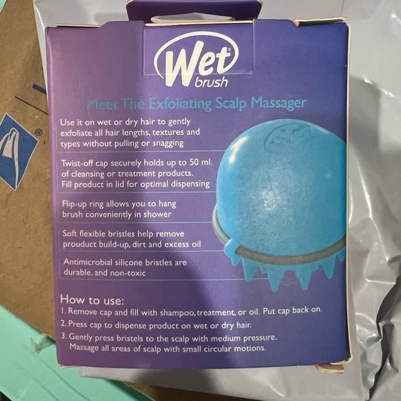 Wet Brush exfoliating scalp massager blue new NIB - Picture 3 of 6